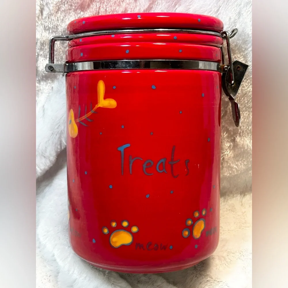CERAMIC CAT TREAT BAIL LATCH CANISTER
